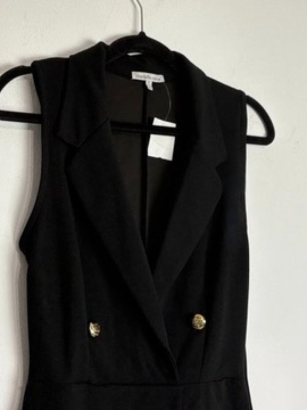 NWT Charlotte Russe Black Sleeveless Blazer Dress Gold Button Front Small - Picture 7 of 8